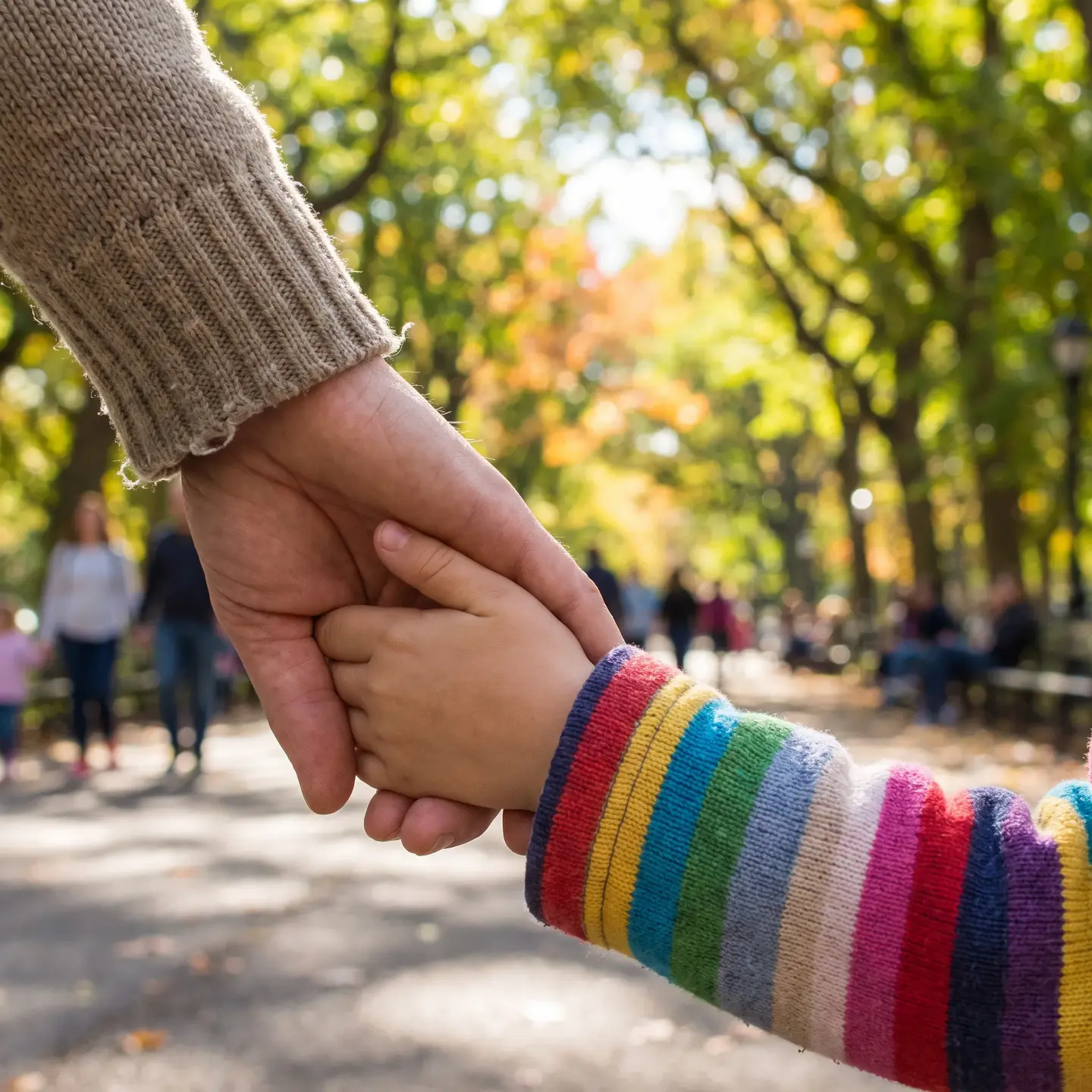 Caregiver holding hand