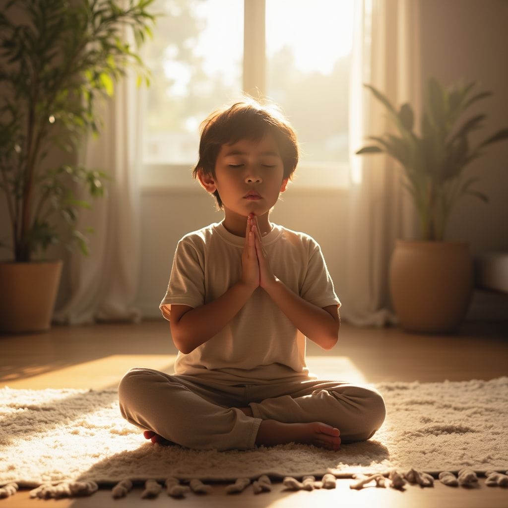 Child practicing mindfulness