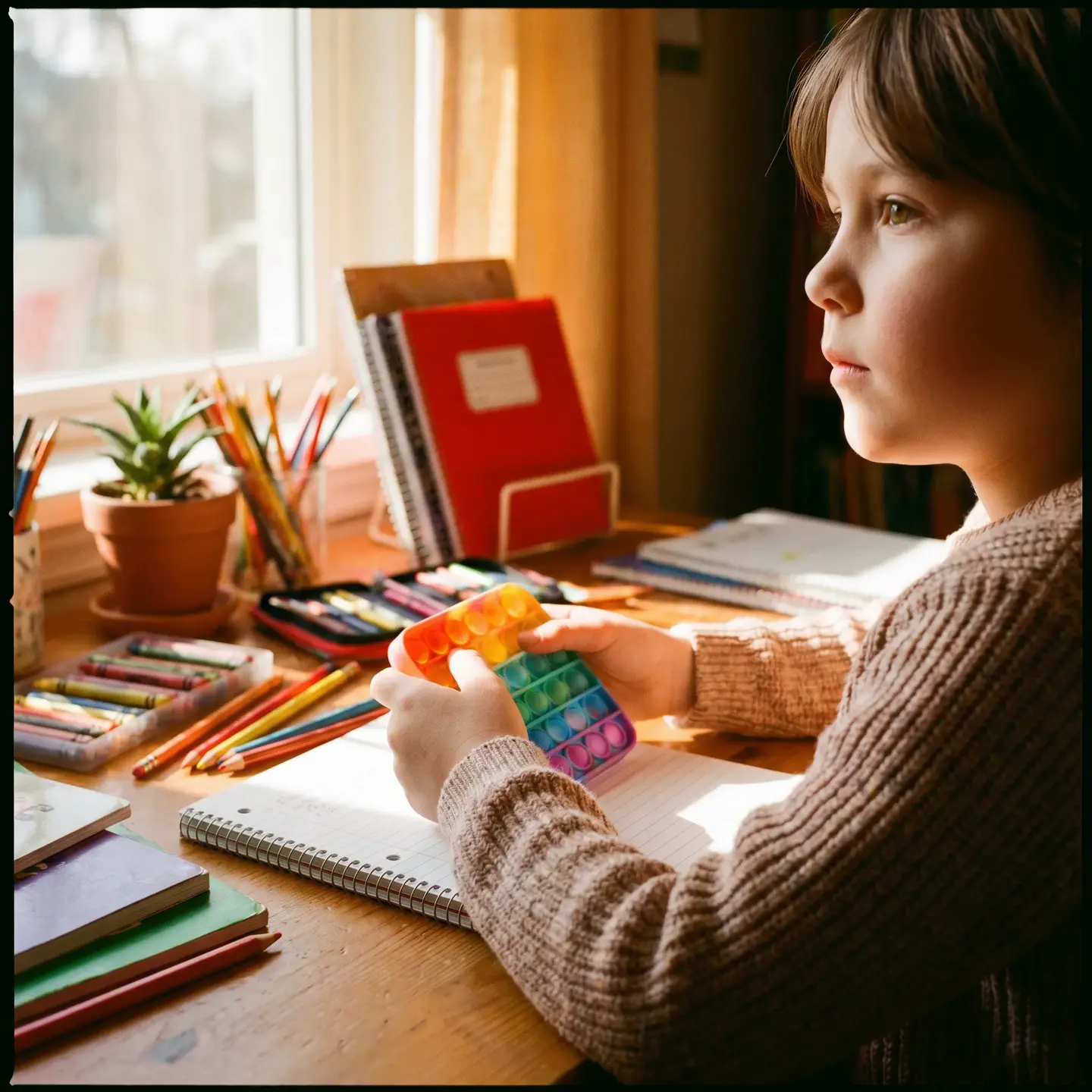 Child with fidget toy