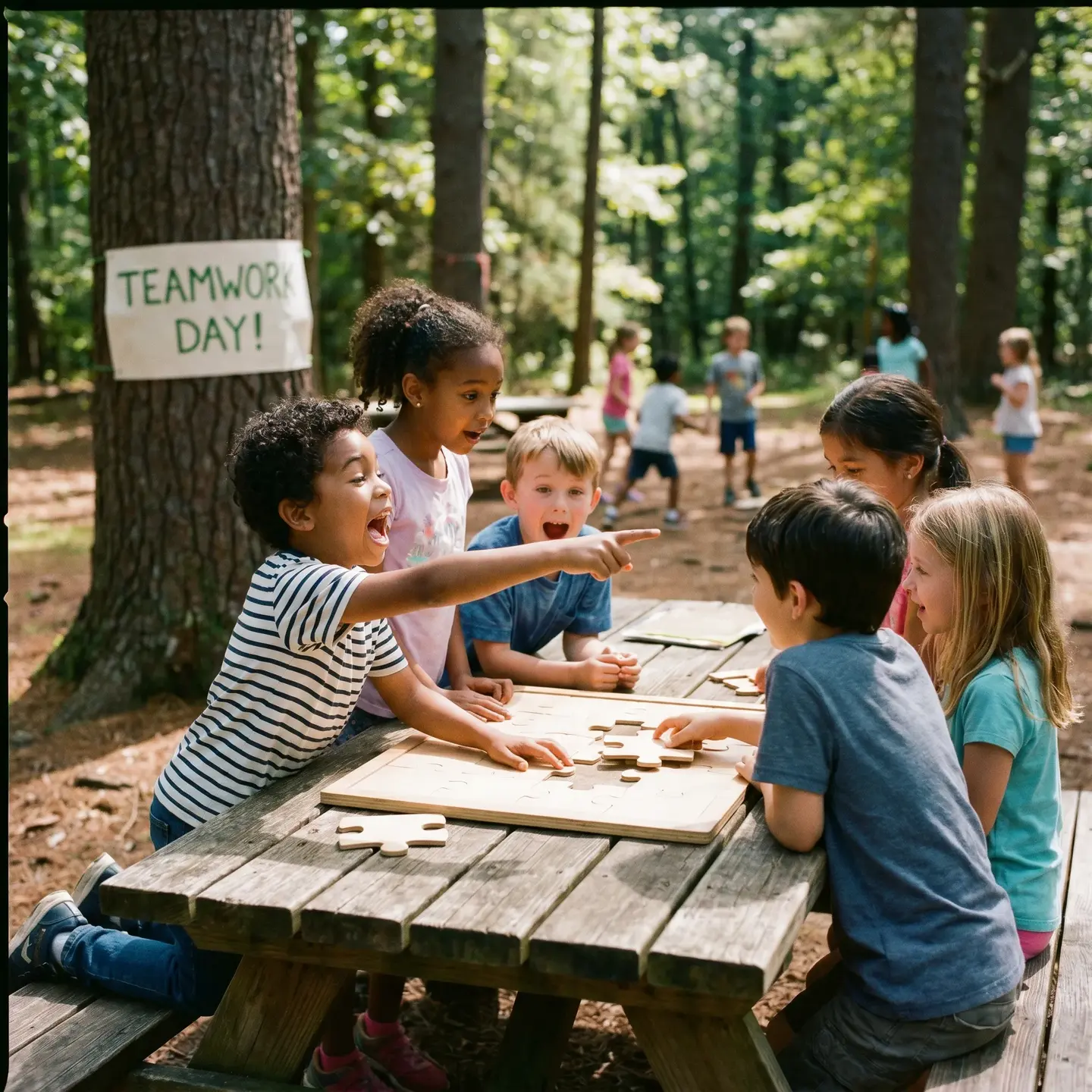 Children working together on a puzzle