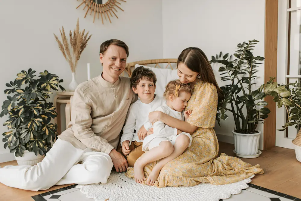 father mother and two kids