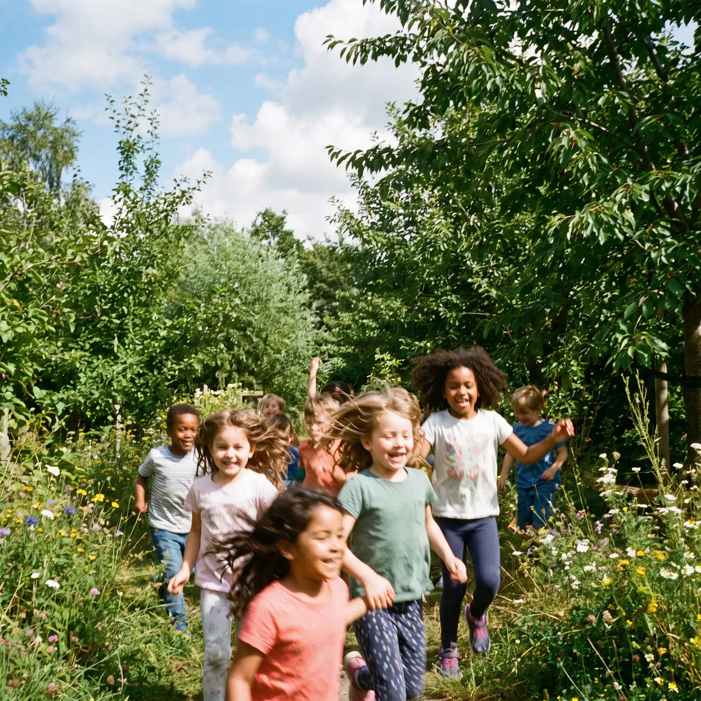 Kids playing in tech free environment