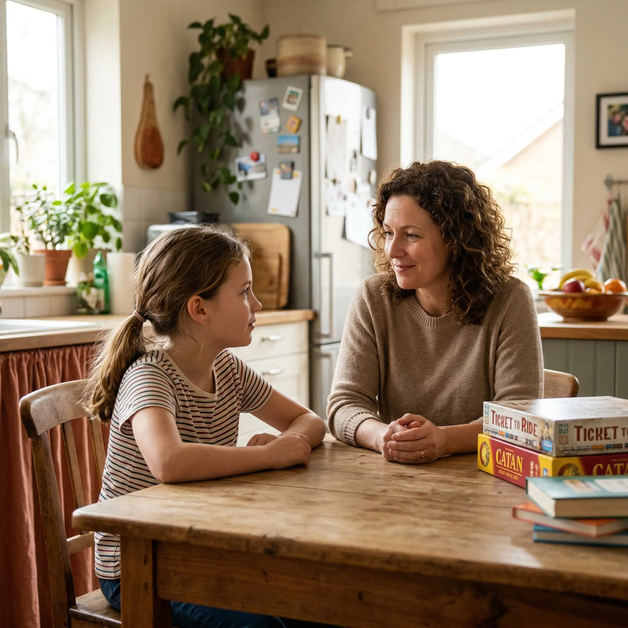 mother daughter conversation wthout smartphone