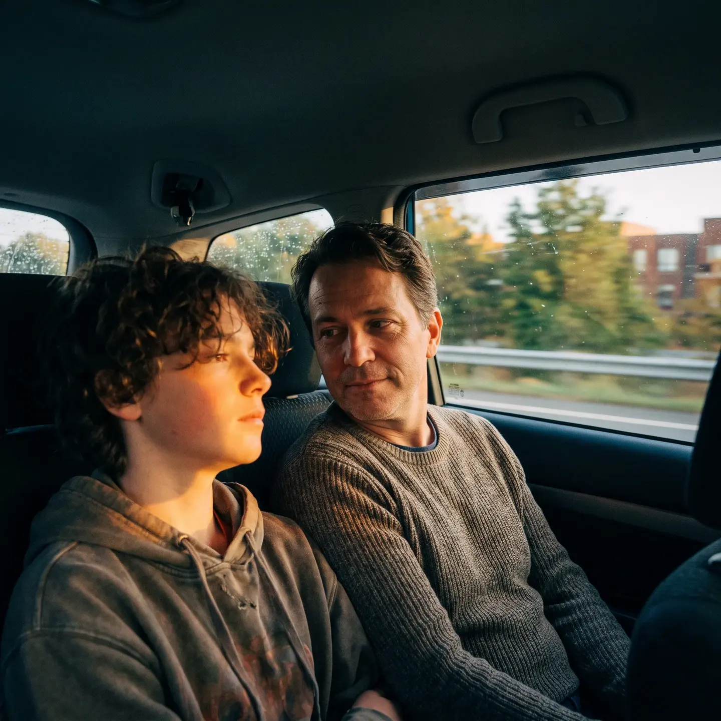 Parent and teen in car