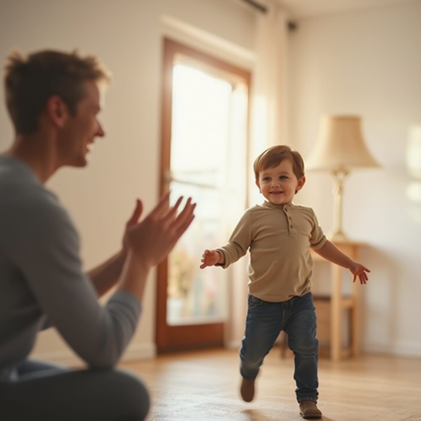 Parent encouraging child's brave behavior