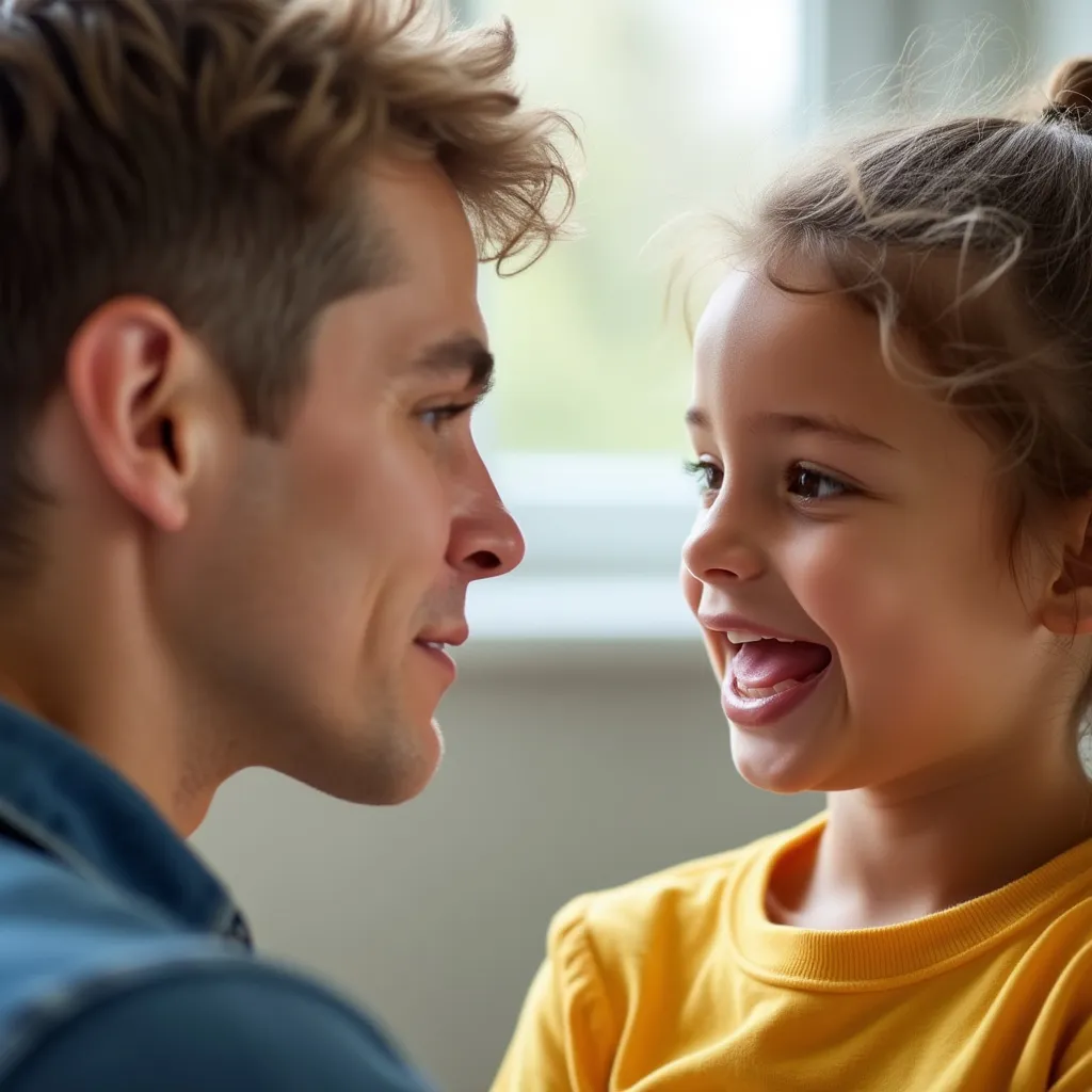 Parent explaining boundaries to child