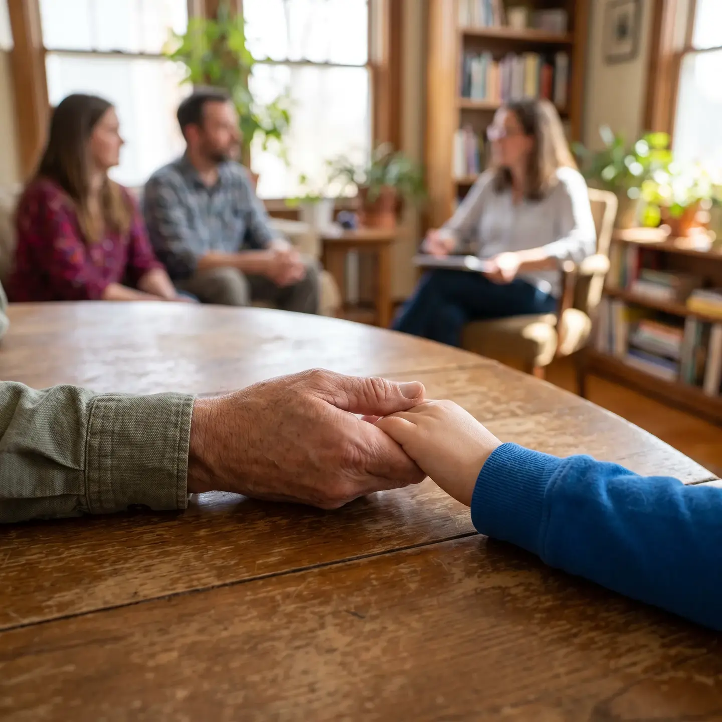 Parent and child holding hands showing emotional connection