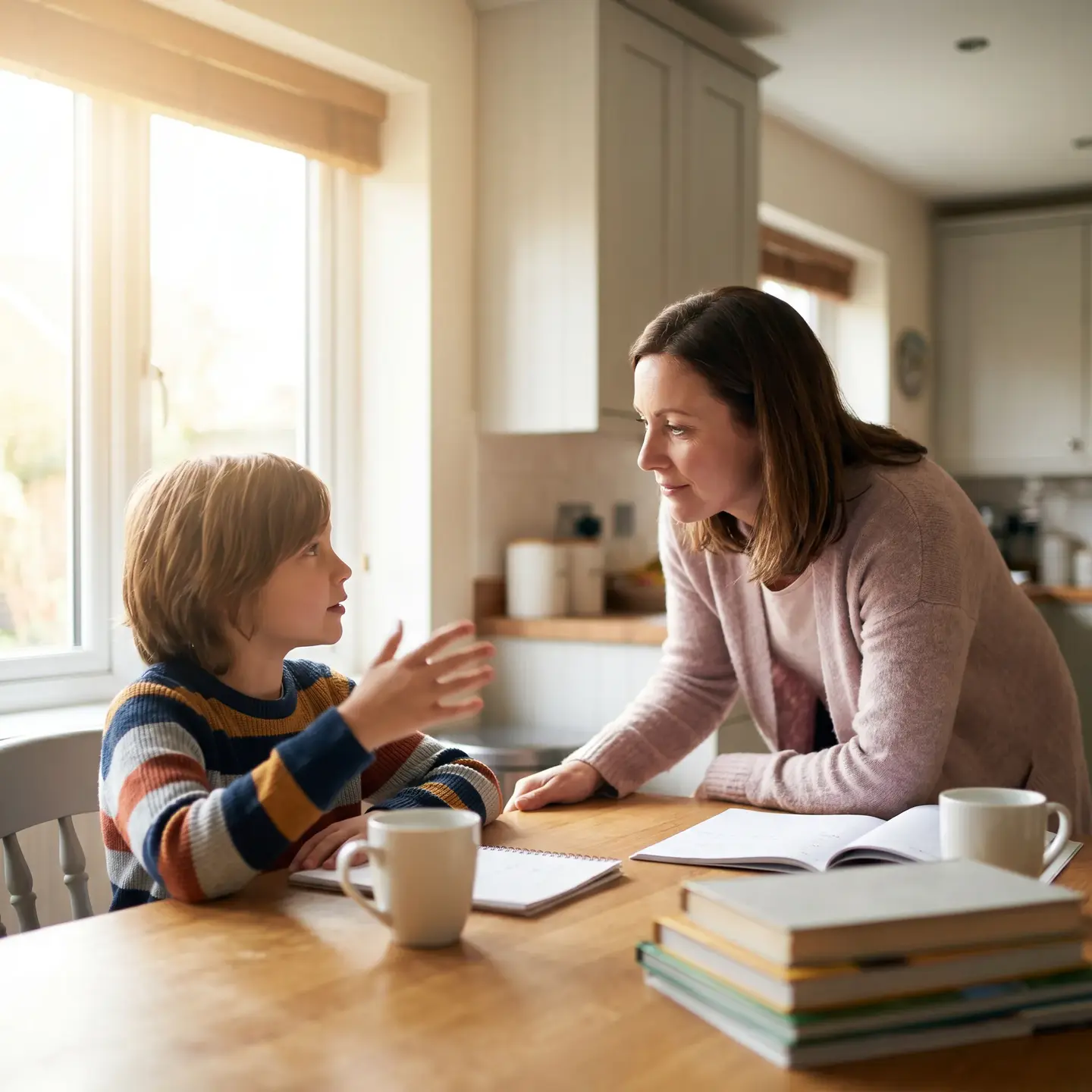 Parent listening to child conversation