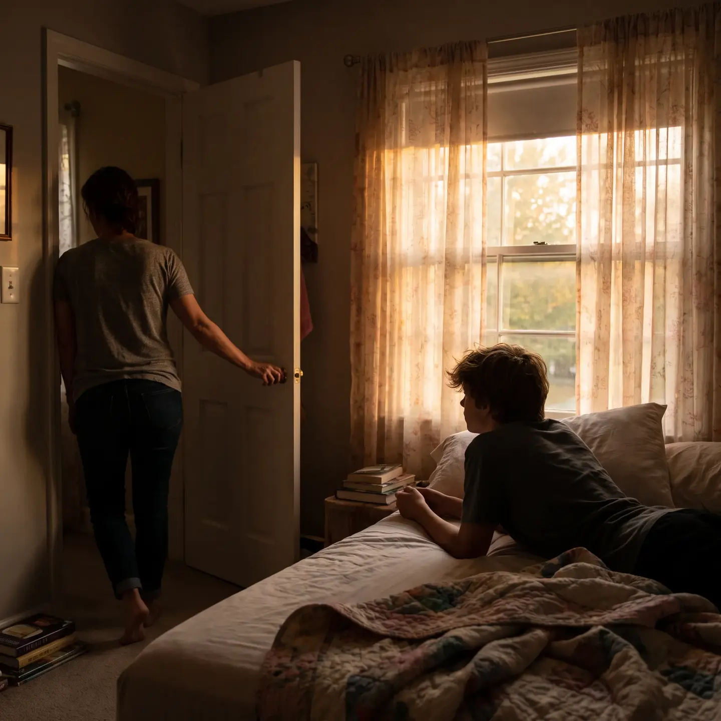 Parent respecting teen's private moment
