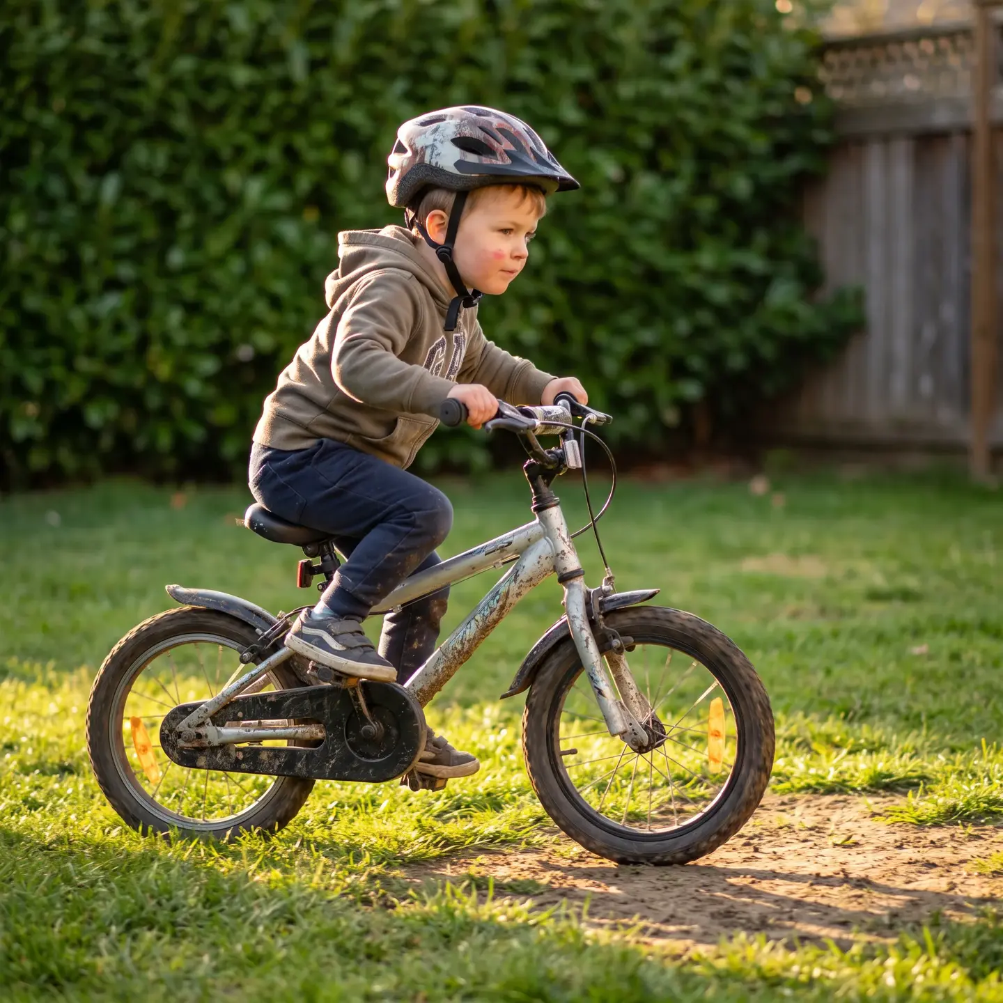 Persistent child riding bike solo