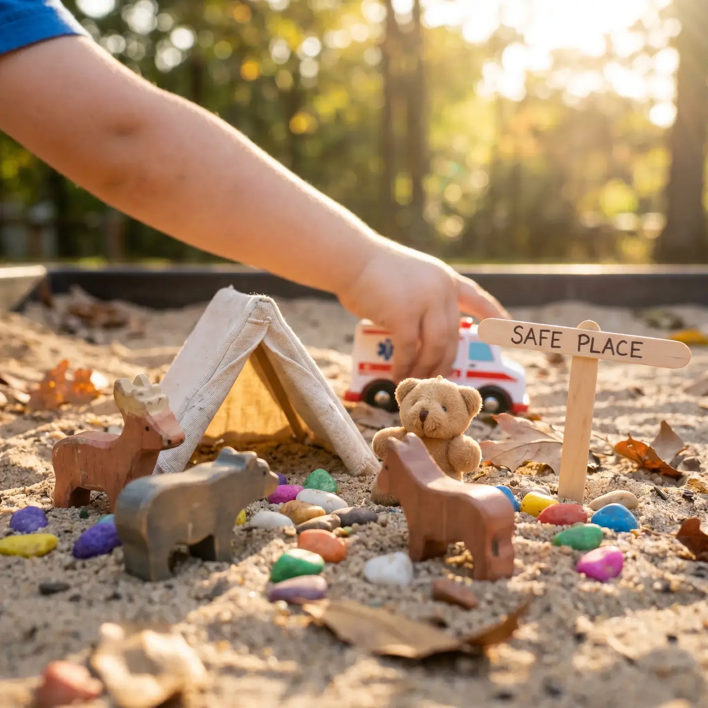 Sandbox play therapy scene