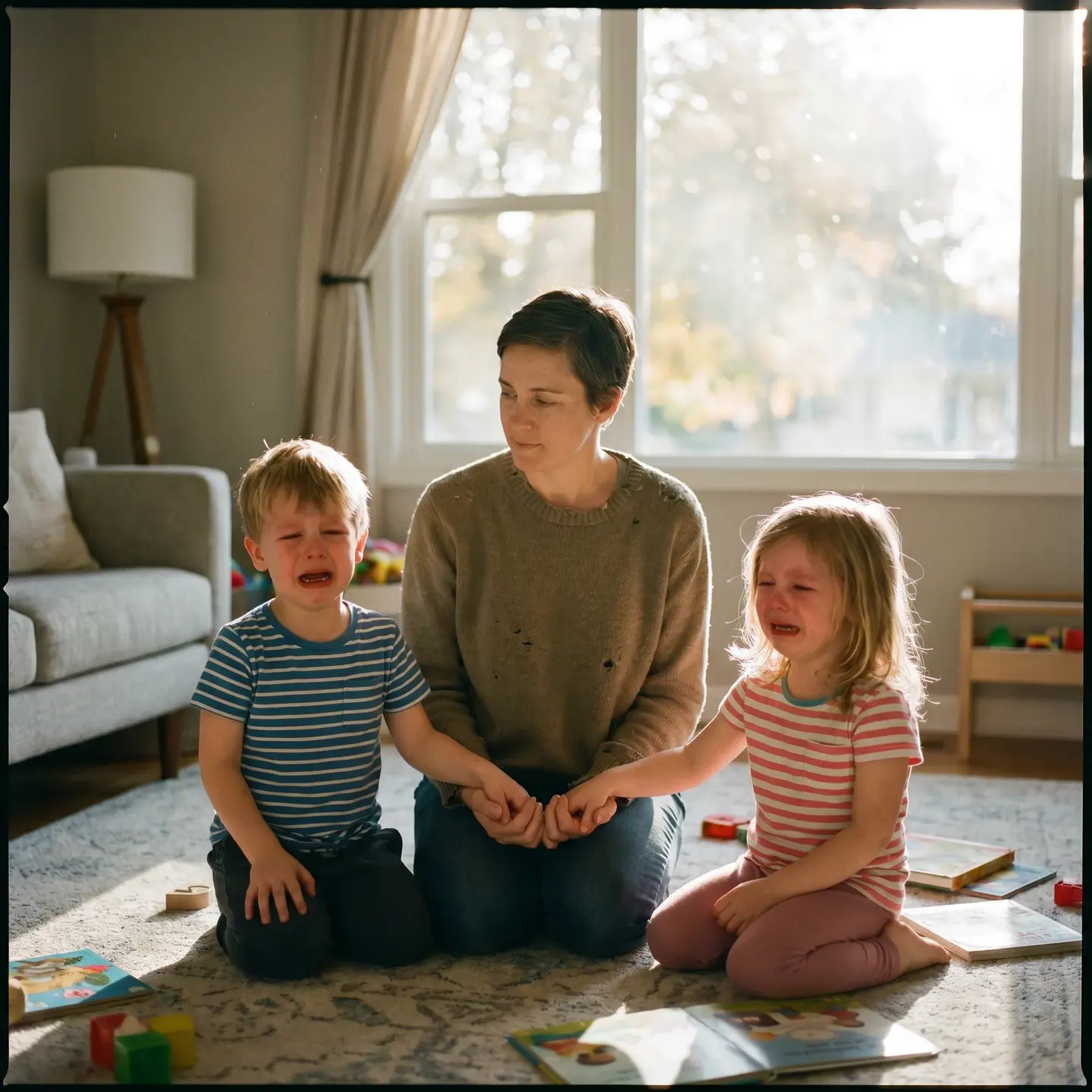 Siblings working through conflict resolution