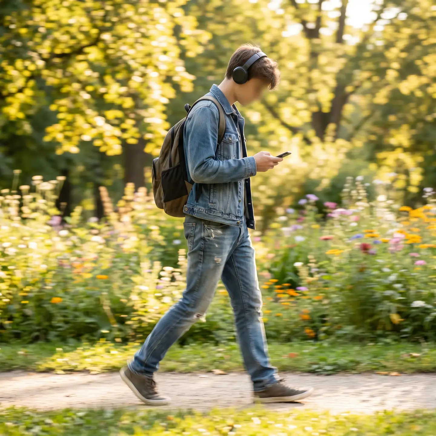 Teen alone in nature