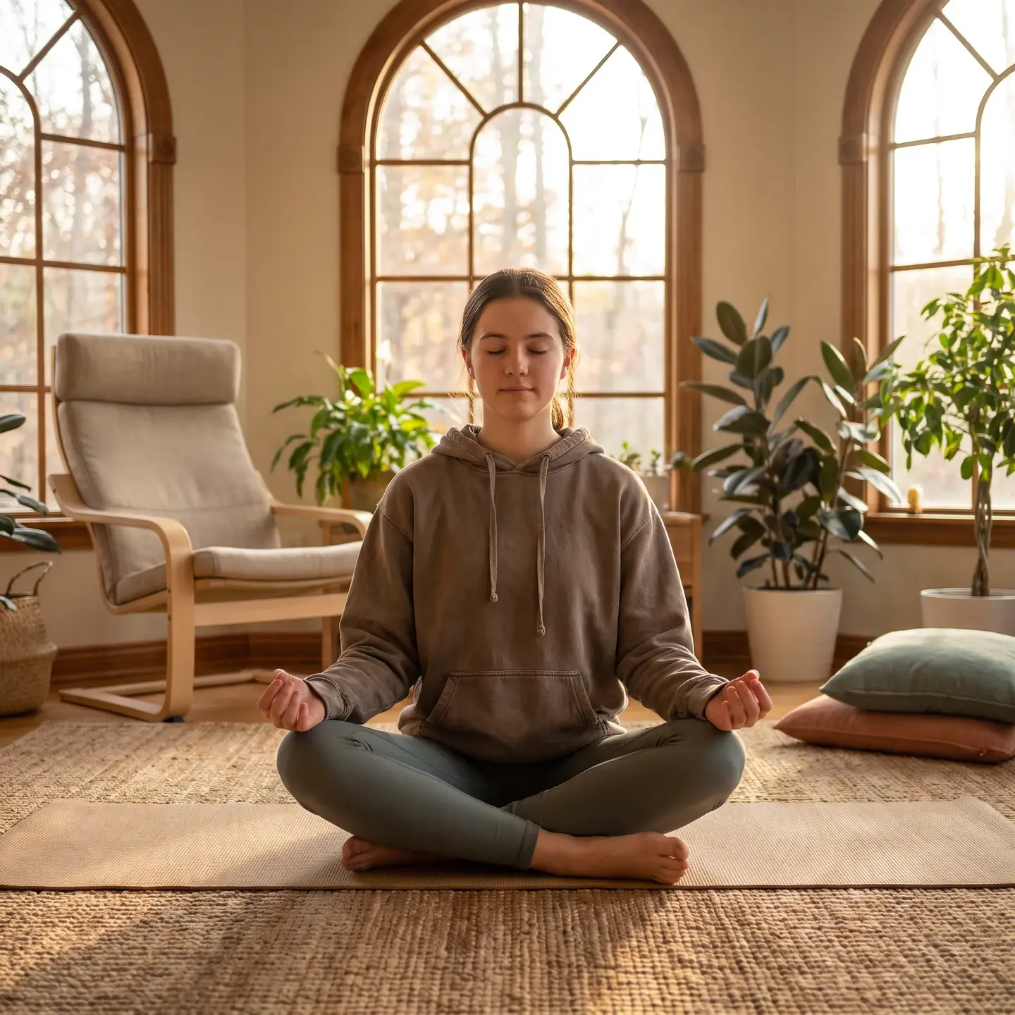 Teen practicing mindfulness