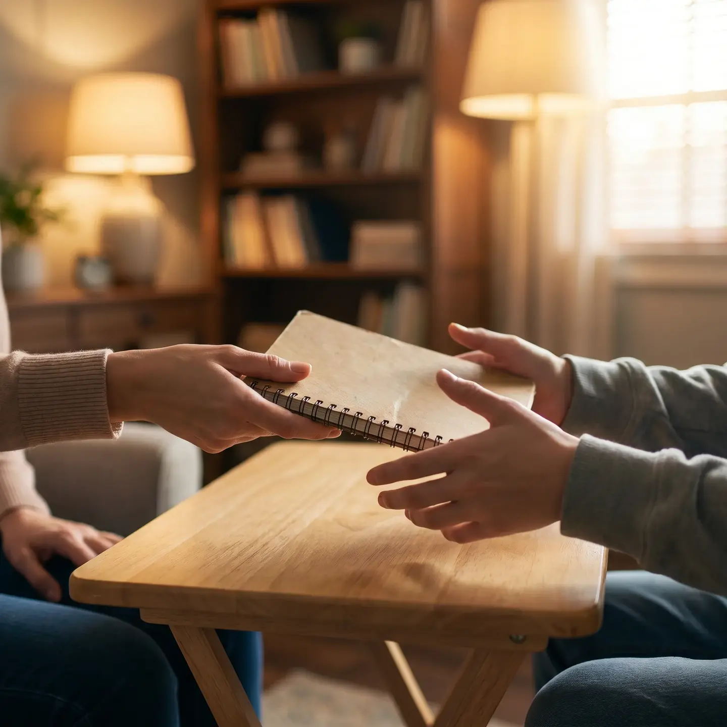 Teen therapy hands exchange
