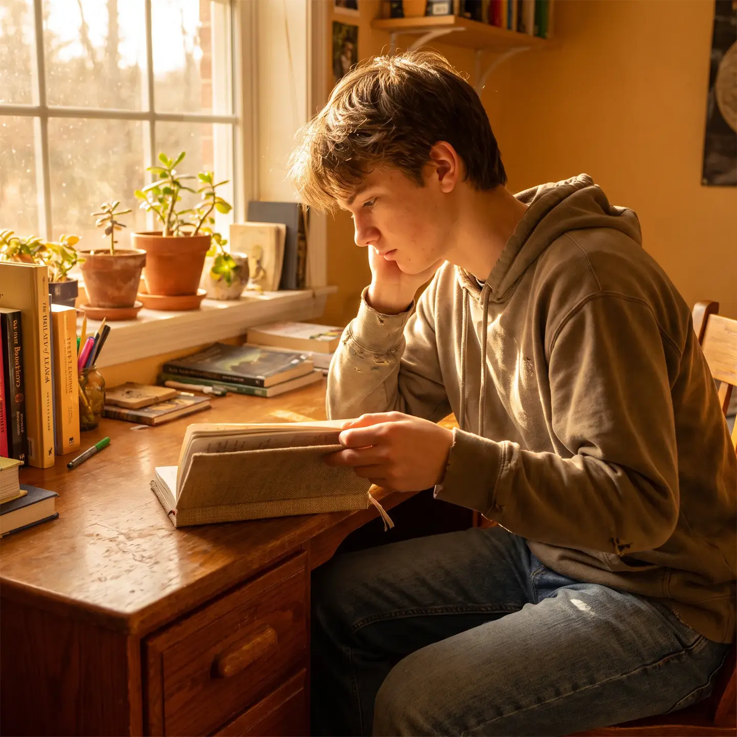 Teen writing or journaling