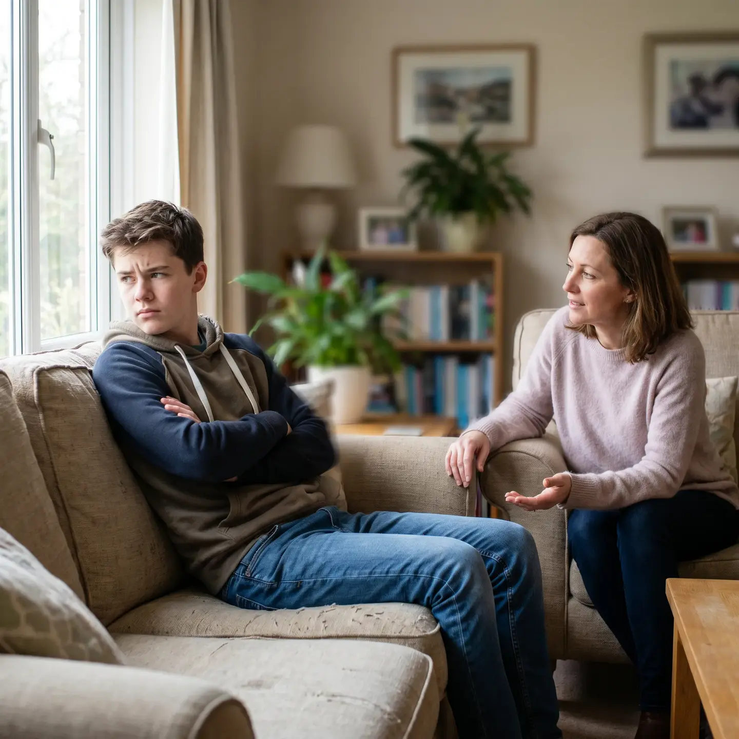 Teen and parent showing mutual understanding