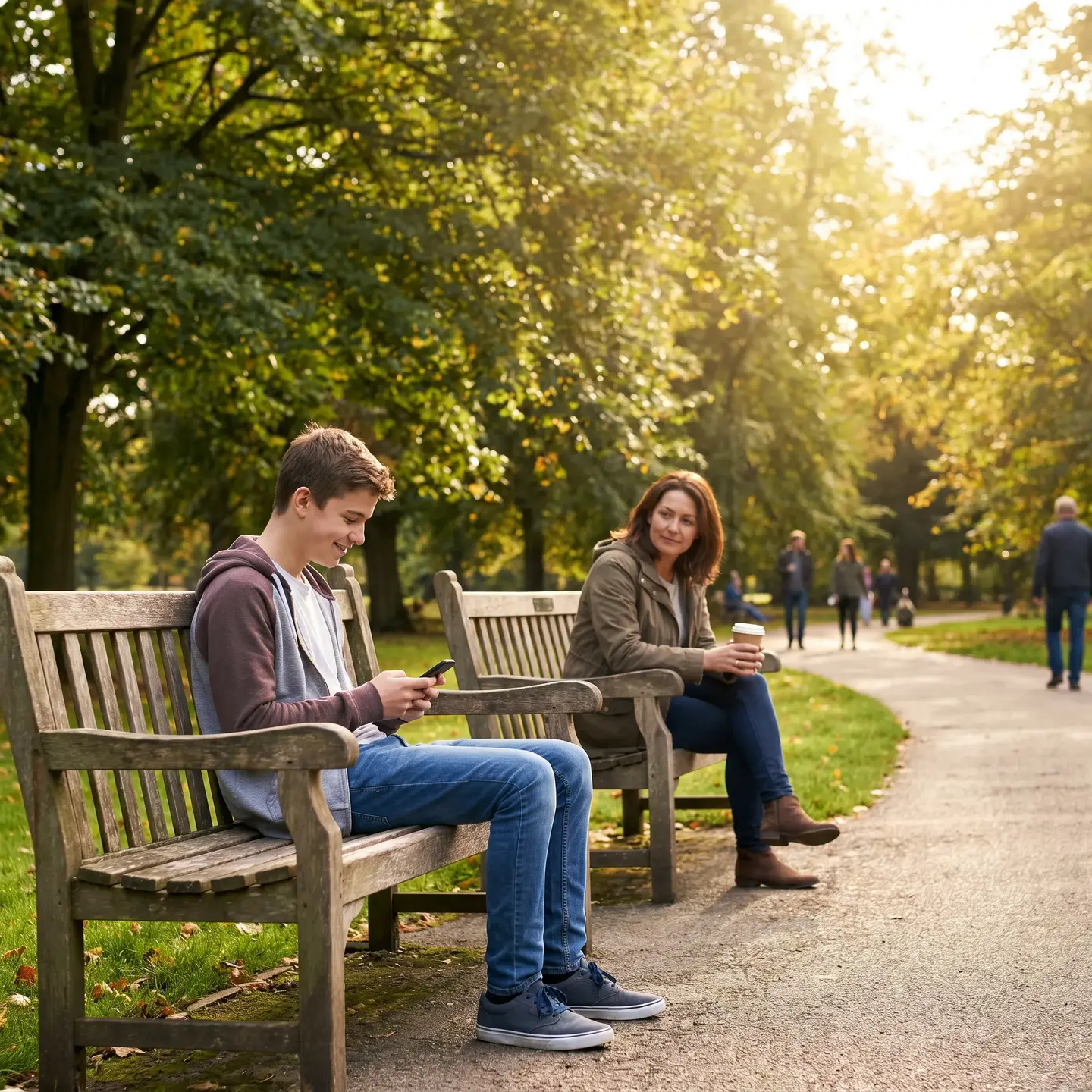 Teen and parent at supportive distance