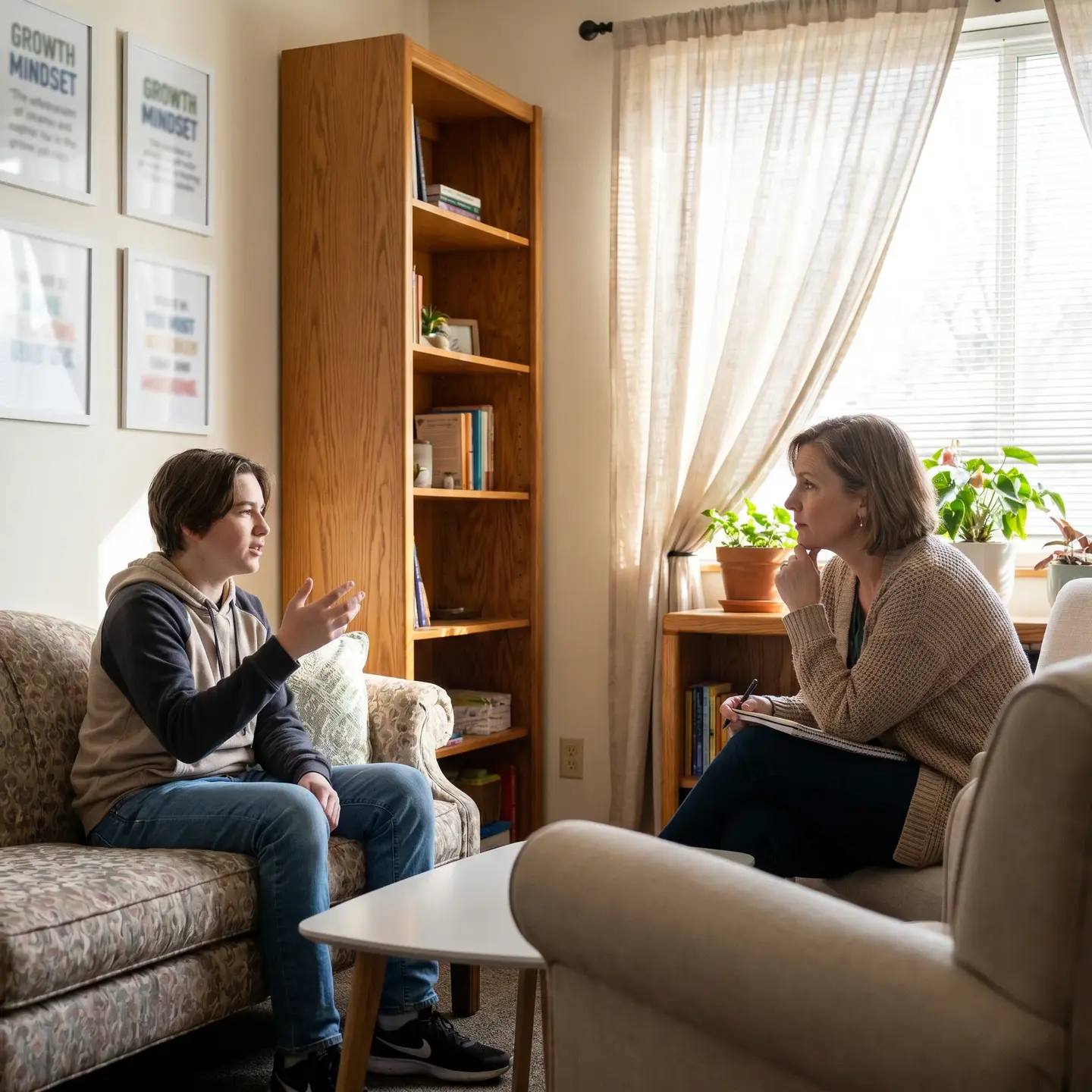 Therapist and teen in session