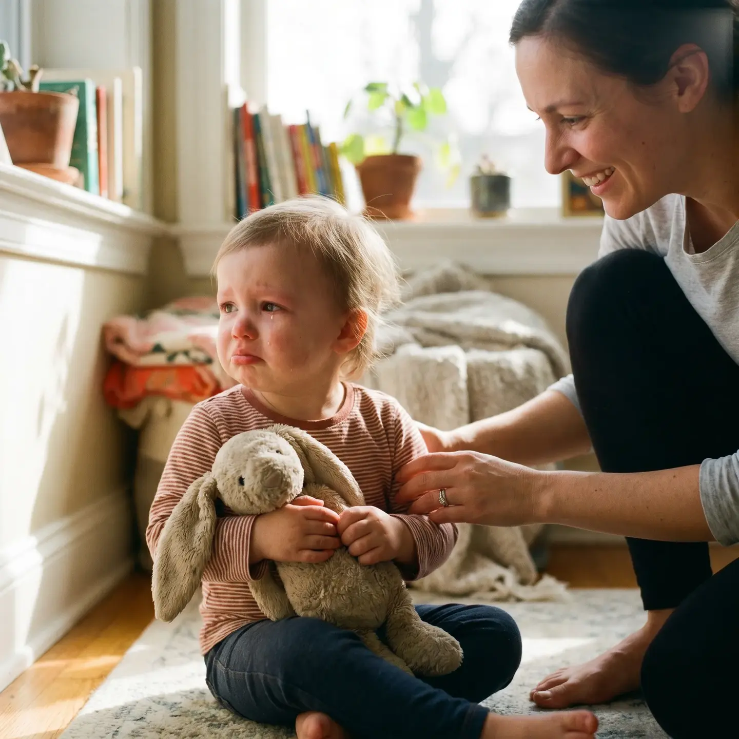 Toddler receiving emotional comfort