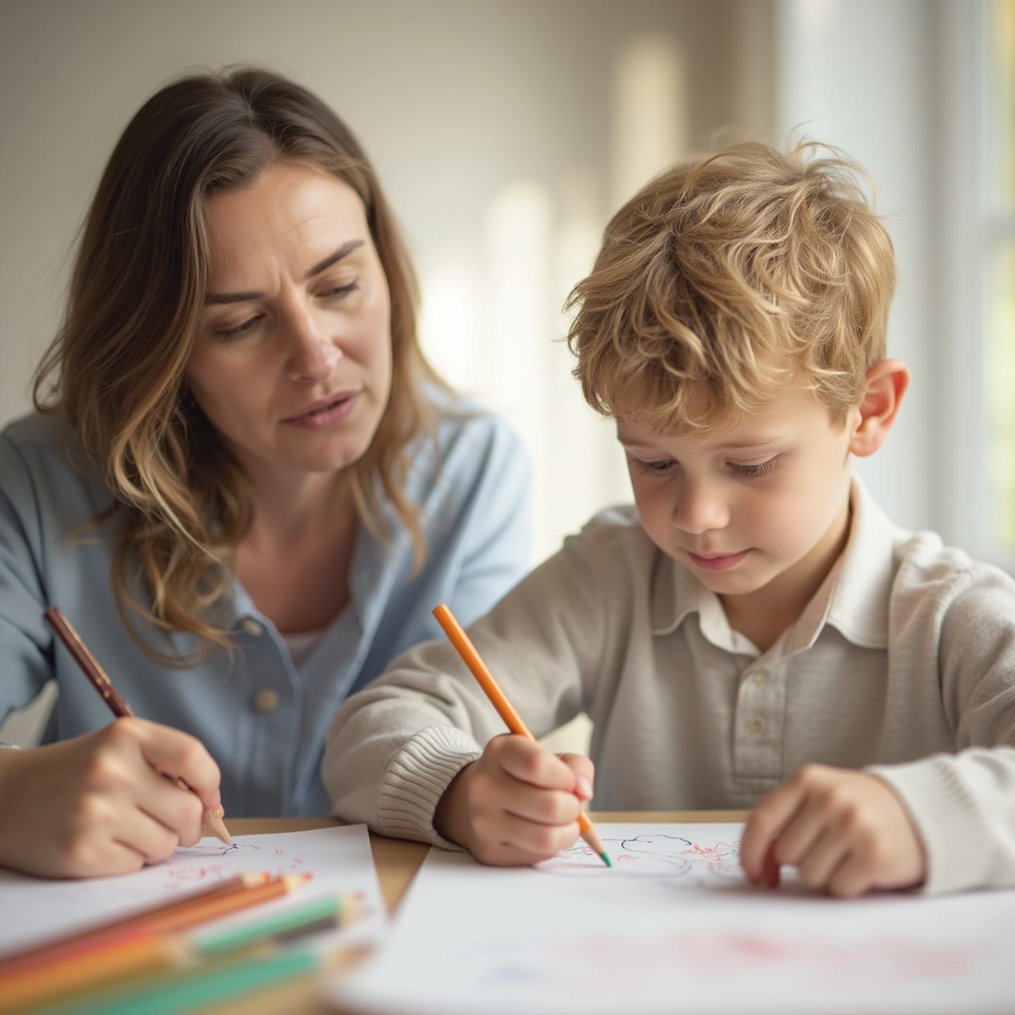 Therapist demonstrating emotional attunement with child