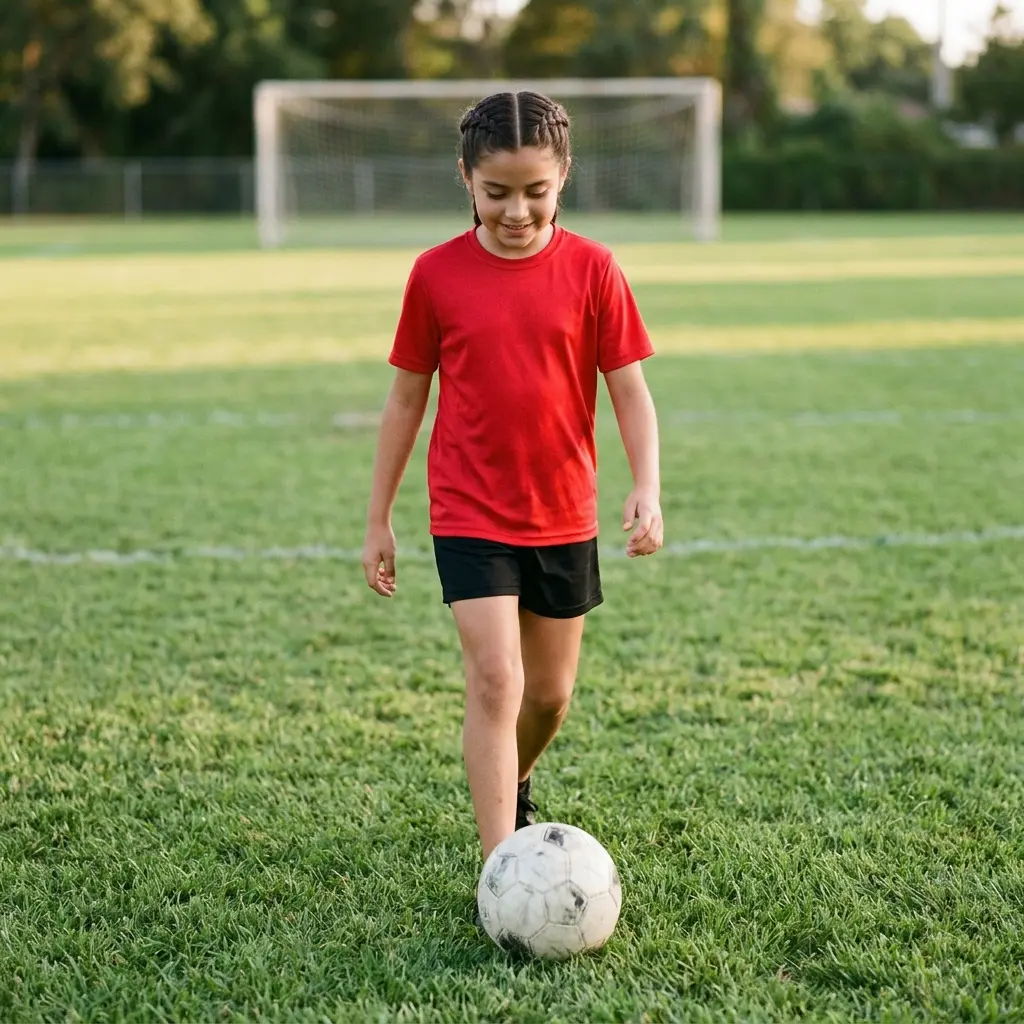 young soccer player confident post practice field